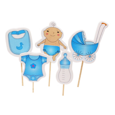 

182024pcs Baby Shower Cupcake Topper Boy Girl Christening Blue Birthday Party Decorations Kids Festive Event Party Supplies