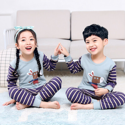 

Autumn Cute Baby Sleepwear Baby Kids Girls Boys Cartoon Print Sleepwear Set Long Sleeve Blouse TopsPants Pajamas