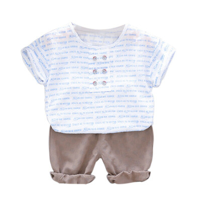 

Summer Baby Boys 2pcs Clothes Set Short Sleeve Letter Print Tops Blouse T-shirtShorts Casual Outfits Sets