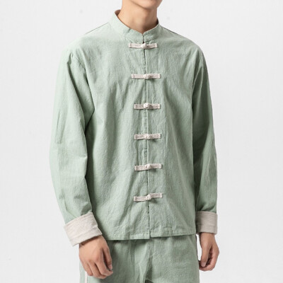 

Toponeto Mens New Winter Style Ethnic Style Large Pure Linen Blouse Comfortable Coat