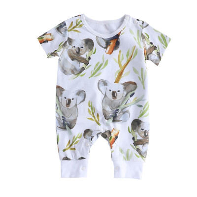 

Summer Baby Boy Girl Casual Cartoon Animal Print One-Pieces Romper Infant Short Sleeve Playsuit Jumpsuit Costumes