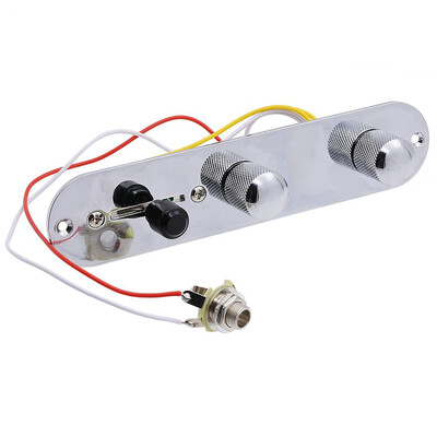 

Tele Guitar Control Plate 3 Way Switch Loaded Chrome Plated Metal Prewired Tele Guitar Control Plate for Tele Guitar Replacement P