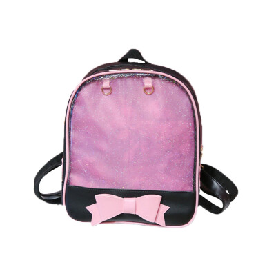 

Female High School Student Fashion Cute Transparent Bow Backpack Children Candy Color Bag