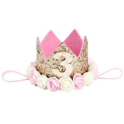 

Baby hat Princess Baby Girl Birthday Party Hat Flower Crown Party Headband Gold Hairband Hair Accessories For Photography Props