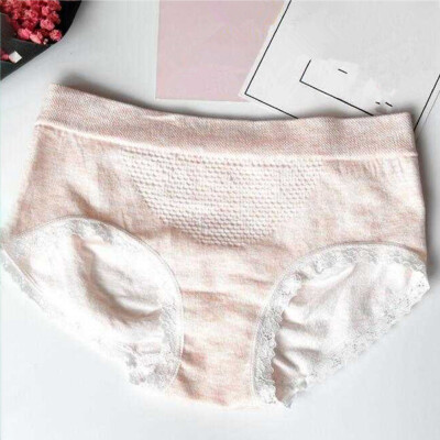 

New Sexy Lace Decoration Solid Color Women Simple Briefs Comfortable Breathable Seamless Mid Rise Fashion Trend Panties