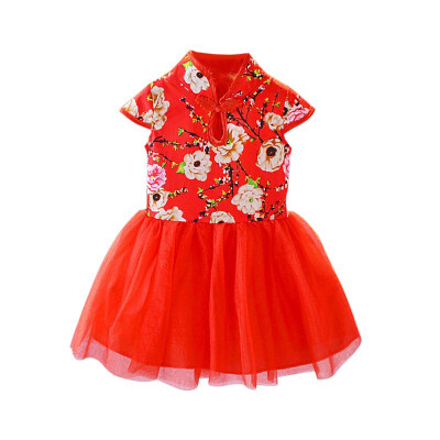 

Girls Dresses Summer Baby Clothes Kids Girls Chinese Style Dress Wedding Dress Children Pageant Button Design Vestidos