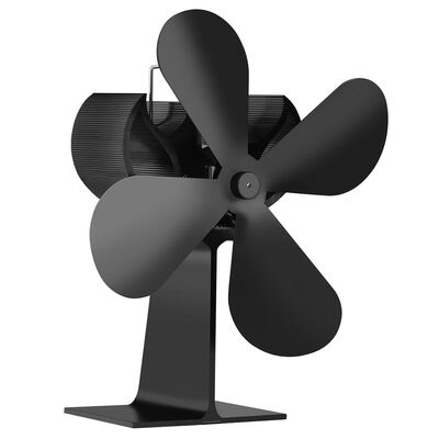 

4 Large Black Blades Heat Circulation Fan Quiet Heat Powered Log Burner Fireplaces Eco Friendly Stove Fan