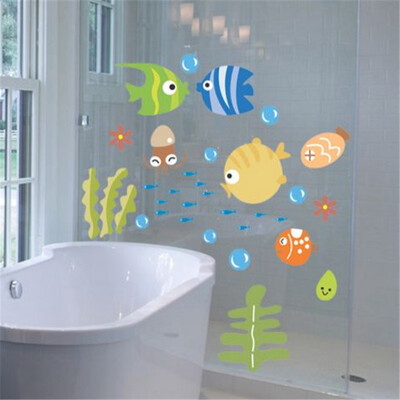 

BornIsKing Lovely Tropical Cartoon Fish Sea Bubble Ocean World Removable Wall Sticker Decal Washroom Baby Room Decor