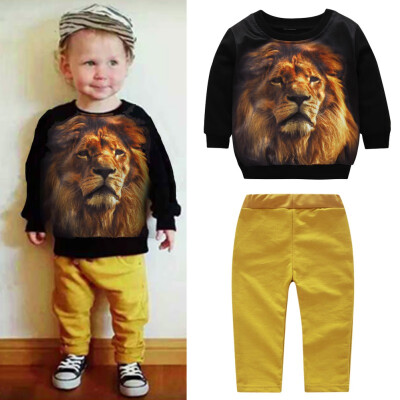 

Boys Print Cartoon SweatshirtPants 2pcs Suit 2018 New Autumn Winter Children Clothes Set Kids Casual Boys Clothing 1-4Y