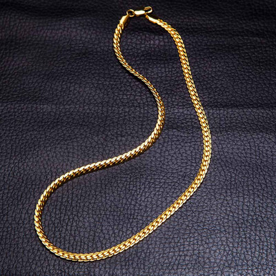 

Original Women MenS Jewelry Solid 18K Yellow Gold Snake Chain Necklace