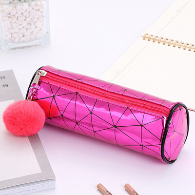 

Girl Storage Pen Bag Magic Color Diamond Pattern Pencil Bag Cylindrical Stationery Pencil Case