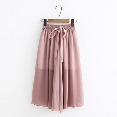 

New Fashion Women Chiffon Wide Leg bow Pant Casual high waist Pant Summer Female Eastic Waist Thin Pants Trousers