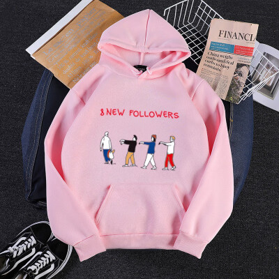 

Autumn&winter Korean casual cartoon print long-sleeved hooded sweater pink  code