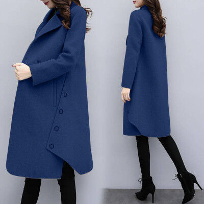 

Tailored Winter Long Sleeve Irregular Solid Women Casual Jacket Medium Long Slim Coat Top