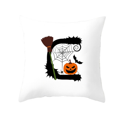 

4545cm Pillow Case Cushion Cover Halloween Interest Letter Pumpkin Home Decor