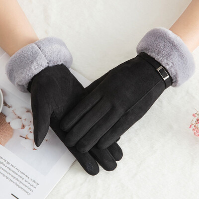

New Fashion Winter Women Gloves Touch Screen Warm Thick Velvet Lady Full Finger Gloves