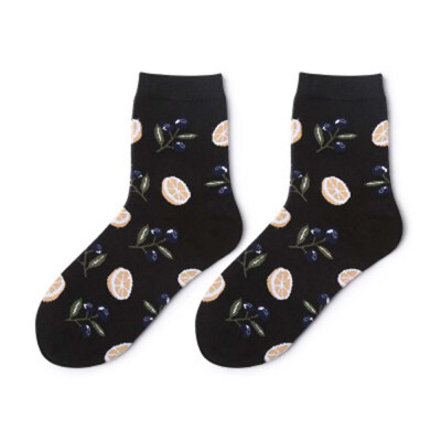 

Cotton fashion homewear casual soft women girls home sales cute High-Top Cartoon Fruit Printed Socks