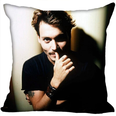 

Johnny Depp Pillow Cover Bedroom Home Office Decorative Pillowcase Square Zipper Pillow Cases Satin Fabric No Fade