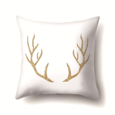 

18x18" Gold Christmas Elk Pillowcases Cushion Cover Car Sofa Bedding Home Decor