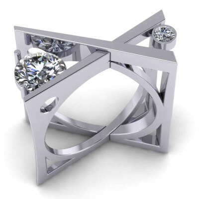 

Geometric Diamond JewelrySterling Silver White Sapphire Diamond Ring
