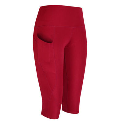 

High Waist Elastic Women Legging Pants Black Sexy Fitness Sporting Pants With Pocket Cropped Trousers Legging Mid-calf Length