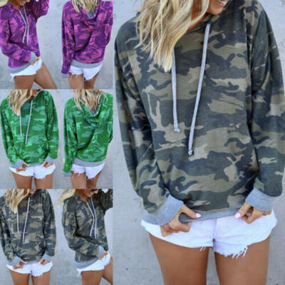 

Womens Long Sleeve Hoodies Sweatshirt Jumper Hooded Pullover Tops Blouse Coat