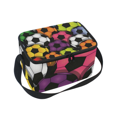 

ALAZA Lunch Box Insulated Colorful Football Lunch Bag Large Cooler Tote Bag for Men Women