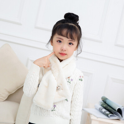 

Children Scarf Boys Girls Winter Thicken Plush Faux Rabbit Fur Scarf Solid Color Neck Warmer