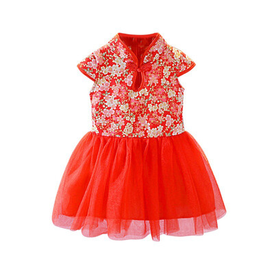 

Girls Dresses Summer Baby Clothes Kids Girls Chinese Style Dress Wedding Dress Children Pageant Button Design Vestidos