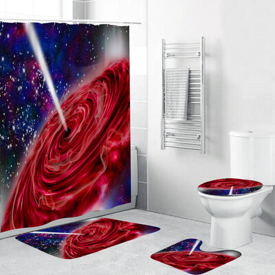 

Toponeto 4PCS Non Slip Toilet Polyester Cover Mat Set Bathroom Shower Curtain