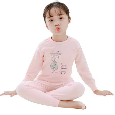

Baby Kids Girls Boys Long Sleeve Autumn Cartoon Print BlousePants Pajamas Sleepwear Set