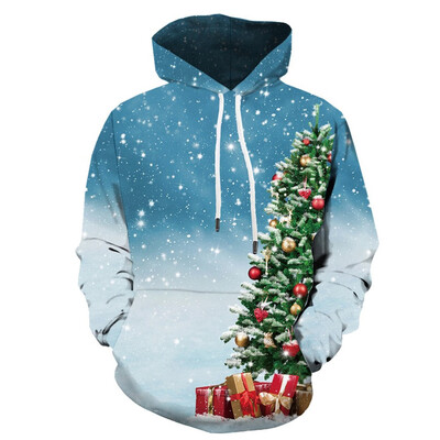 

Toponeto Mens Casual Christmas Funny 3D Print Party Long Sleeve Hoodie Top Blouse Coat