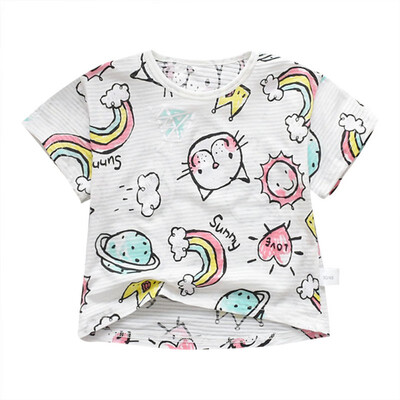 

Childrens Baby Clothing Short Sleeve Round Neck T-shirt Cartoon Pattern Kids T-Shirts Cotton Breathable Girls Boys Clothes