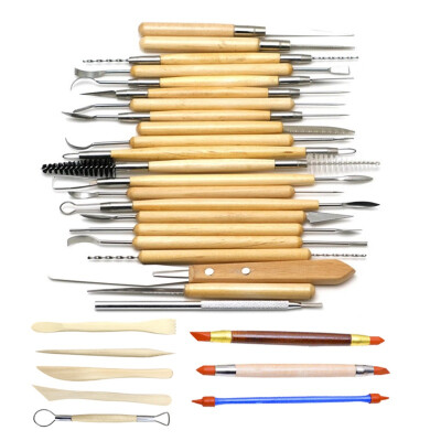 

30pcs Clay Sculpting Tools Arts Crafts Pottery Carving Tool Set Pottery Ceramics Wooden Handle Modeling polymer Clay Tools