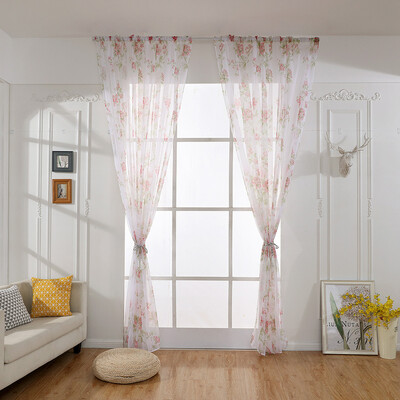 

Toponeto Leaves Sheer Curtain Tulle Window Treatment Voile Drape Valance 2 Panel Fabric
