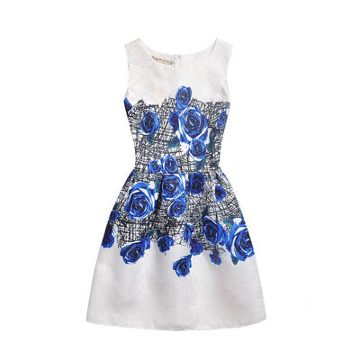 

Children Girls Princess Dress Sleeveless Kids Dresses For Girls Printed Casual Children Clothing Vestido Infantil New 8-13Y