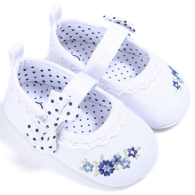 

Cute GirlsToddler Infant Spring Bowknot Embroidery Chic Princess Style Baby Shoes Anti-slip Crib Shoes Prewalker