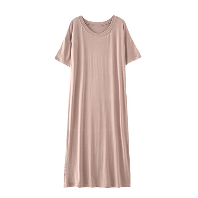 

Dress For Pregnant Women Loose Modal Nightdress Solid Color O-neck Half Sleeve Dress Large Size Fat MM Nightdress