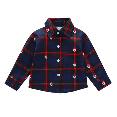 

Autumn Baby Boys Girls Shirts Long Sleeve Santa Claus Plaid Pattern Shirts Kids Tops Tees Casual Blouse