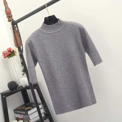 

Women Middle Sleeves Sweaters Slim Warm Bottoming Sweater Knitted Pullover