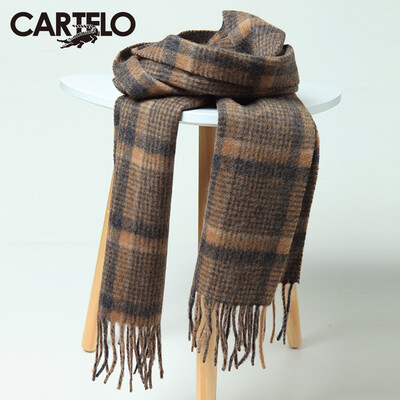 

Card Di Le Crocodile CARTELO cashmere wool men&39s scarves warmth thickened business plaid scarf CC57C13021 shrimp