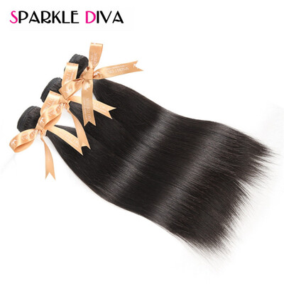 

Sparkle Diva Brazilian Virgin Hair Straight Human Hair Bundles 100 Unprocessed 3 Piece Hair Extension 8-28 Inch Free shipping