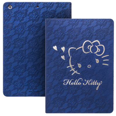 

Hello Kitty new iPad case 9.7 inch cartoon protective shell smart sleeping leather lace paragraph Hello Kitty * blue