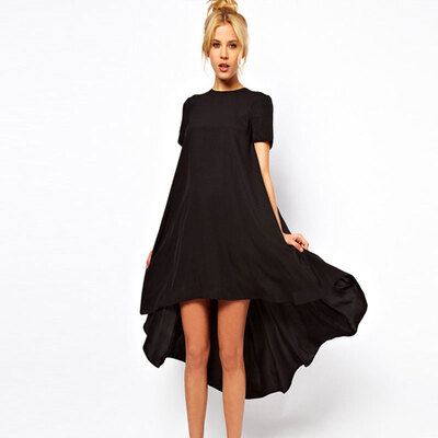 

Lovaru ™новая мода 2015 согласовываться с короткими рукавами маятника длинное платье после 3 Цвет короткий перед длинный платье