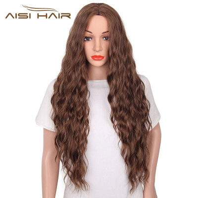 

AISI HIAR Syntheti Curly Red Black Dark Brown and Ombre Blonde Hair Long Wigs for Women