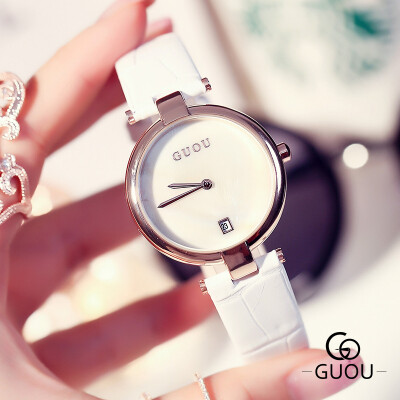 

GUOU Luxury Fashion Women Dress Wristwatch Ladies Simple Quartz Watch Calendar Analog Clock