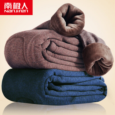 

Antarctic Nanjiren warm pants mens color spinning wool double knee pads patch plus velvet thickening leggings single piece long pants slim trousers men Tibetan blue