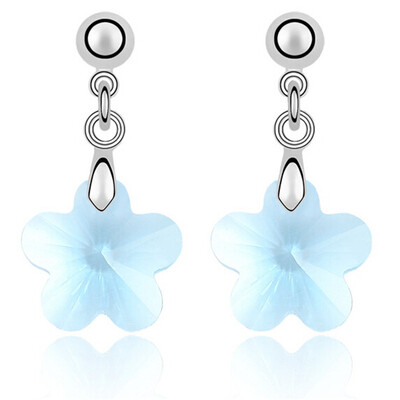 

Austrian Crystal Flower Dangle Earrings For Women Silvet Color Drop Earrings Fashion Jewelry Friendship Party Gift 3658