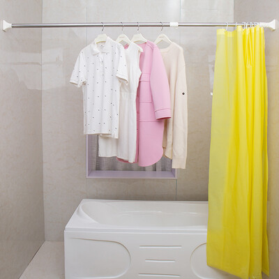 

Bao Youni shower curtain rod shower curtain set free punch multi-purpose multifunctional retractable stainless steel bath rod 164cm-270cm shower curtain DQ-0300-1