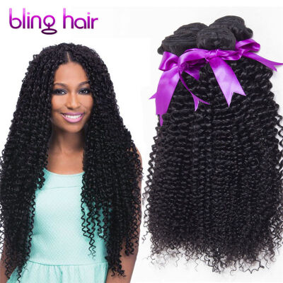 

Bling Hair Brazilian Virgin Hair Kinky Curly 4 Bundles 7A Grade 100% Unprocessed Human Hair Weave